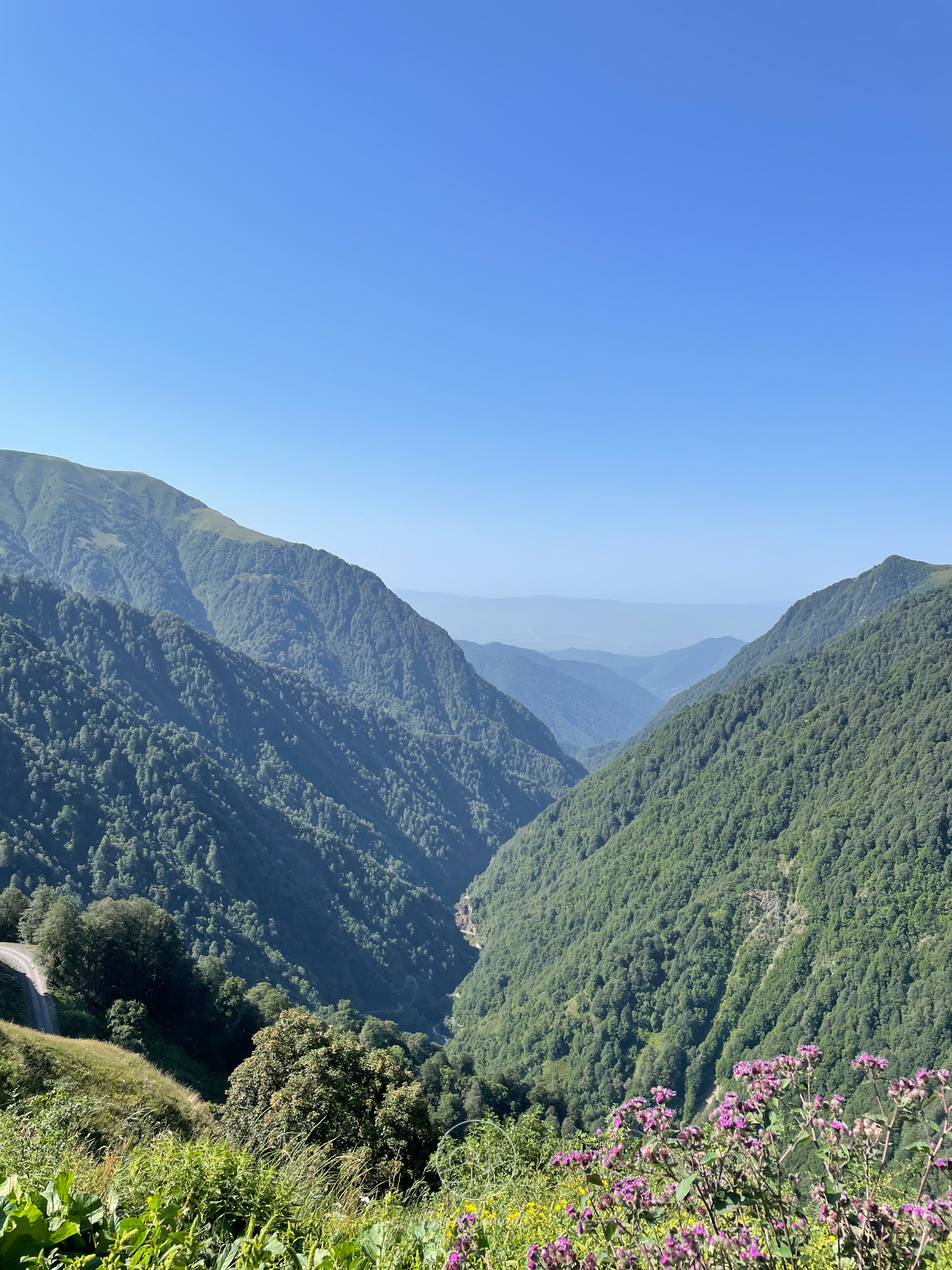 After passing the hairpin curves on the south side...