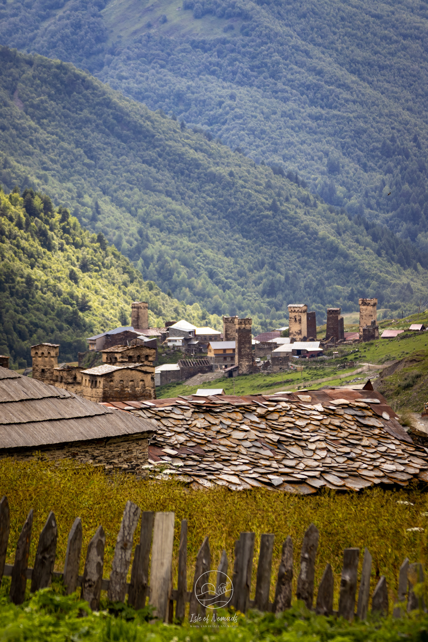 The old Svan towers make a perfect background for pictures