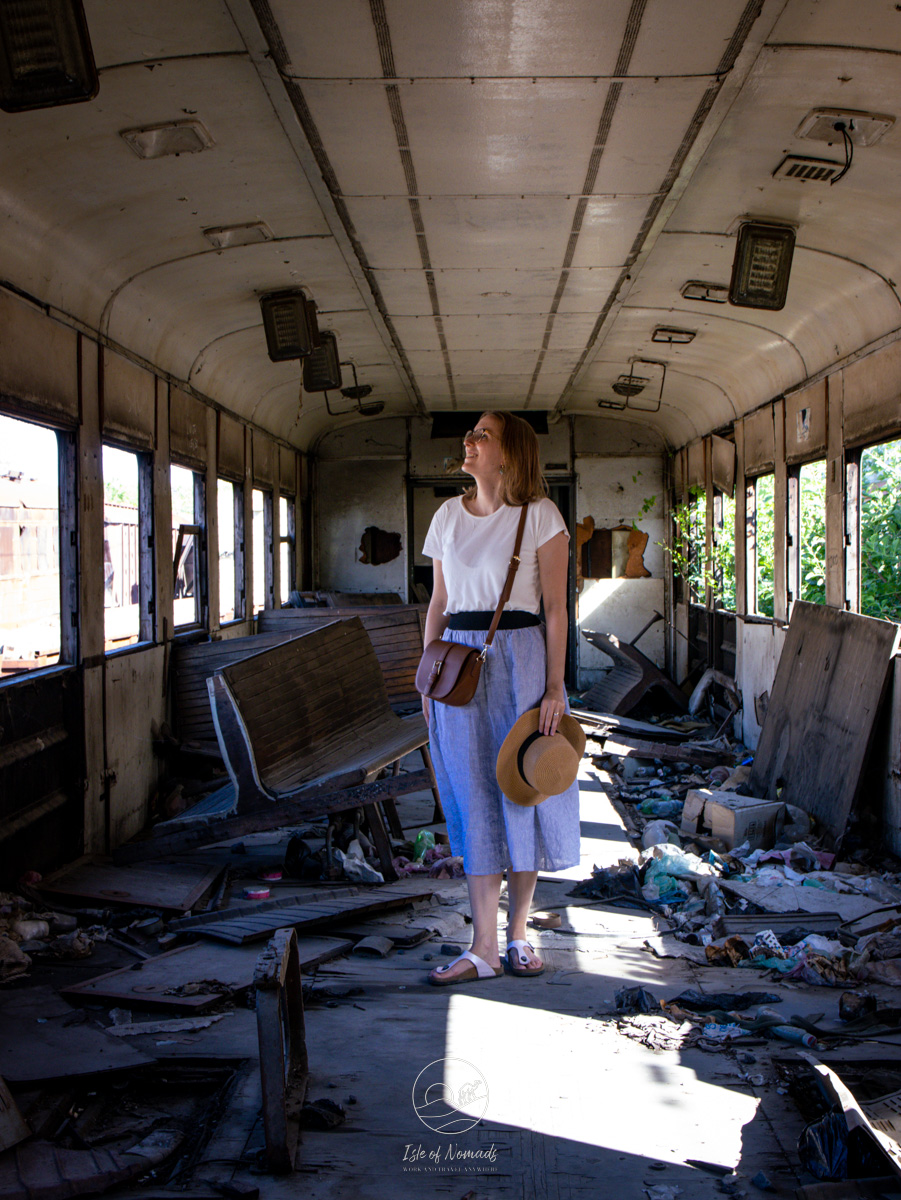 Inside of one of the more deterioated train cars