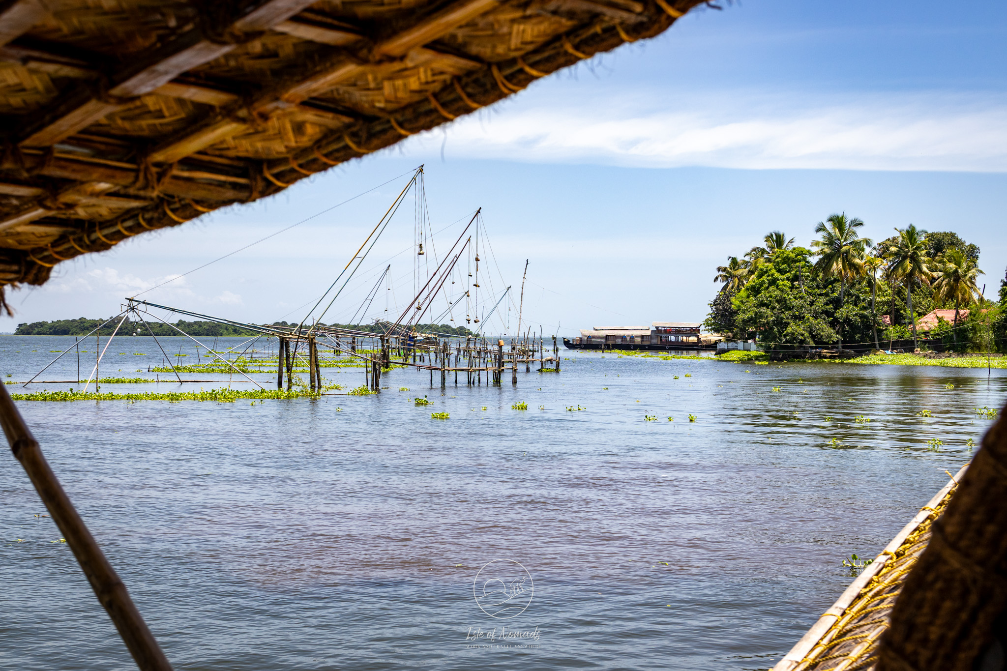 Views of Chinese fishing nets in the Kerala backwaters