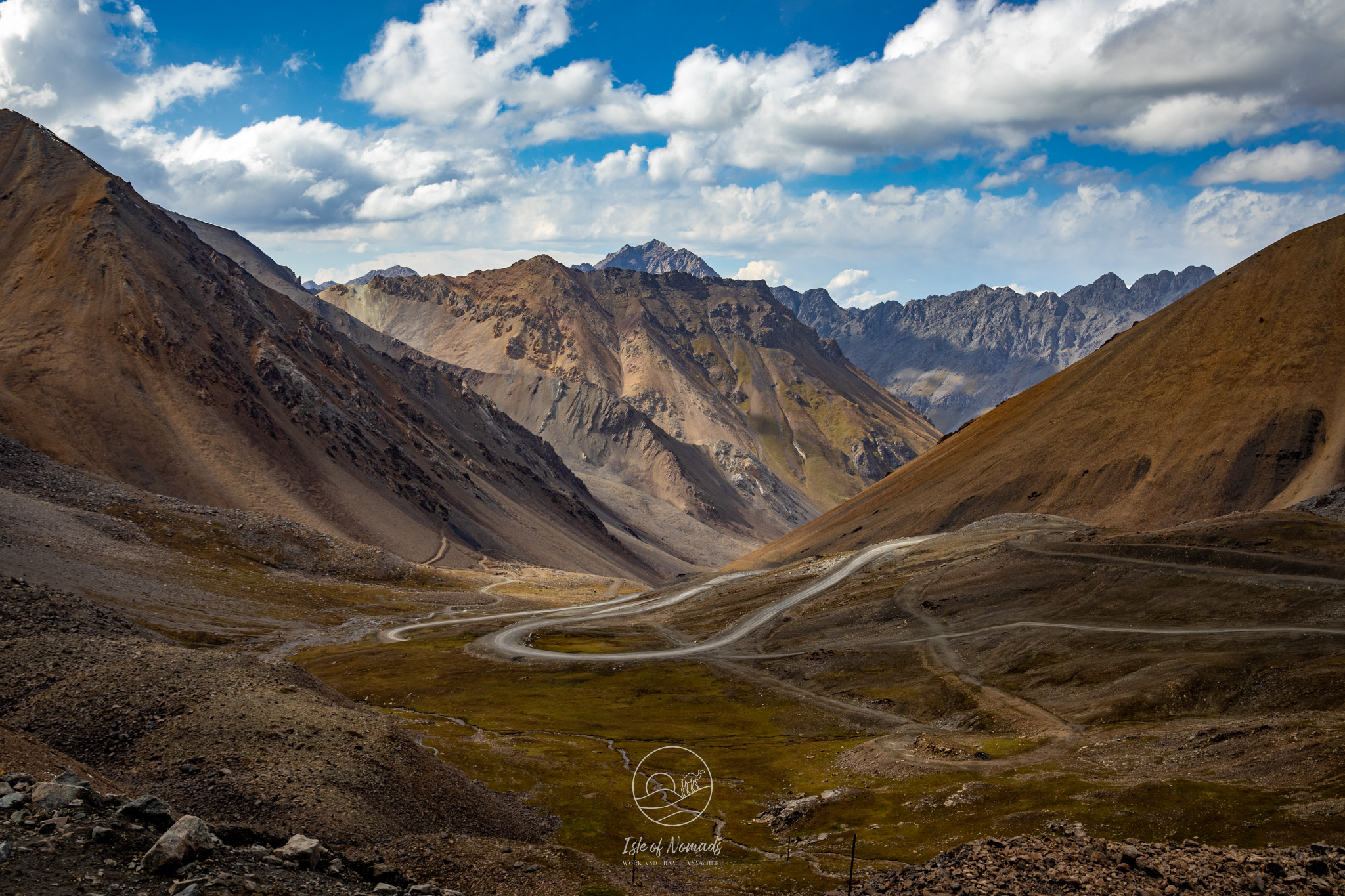 The mountain pass and road before the Turgen Jailoo Valley