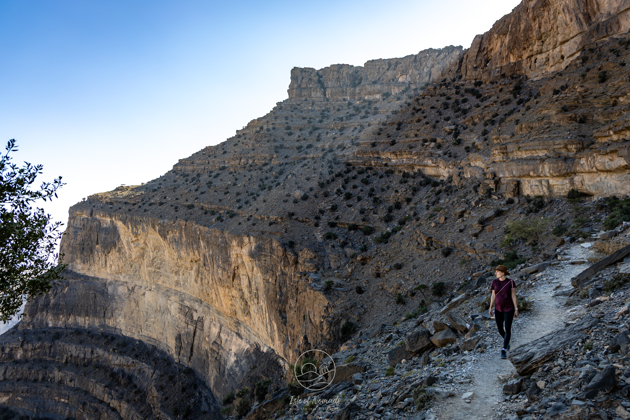 Laura hiking the balcony trail - can you spot the bump?