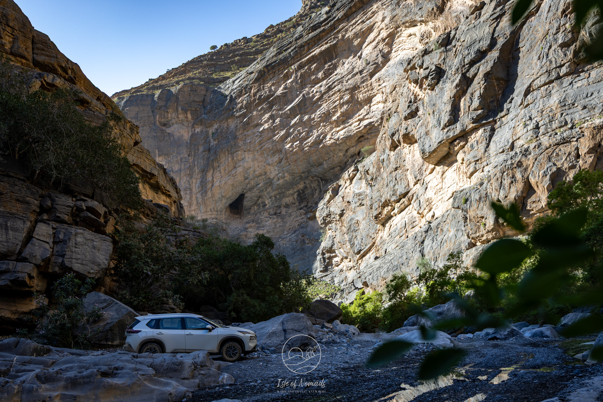 Driving into Wadi Ghul with our 4x4