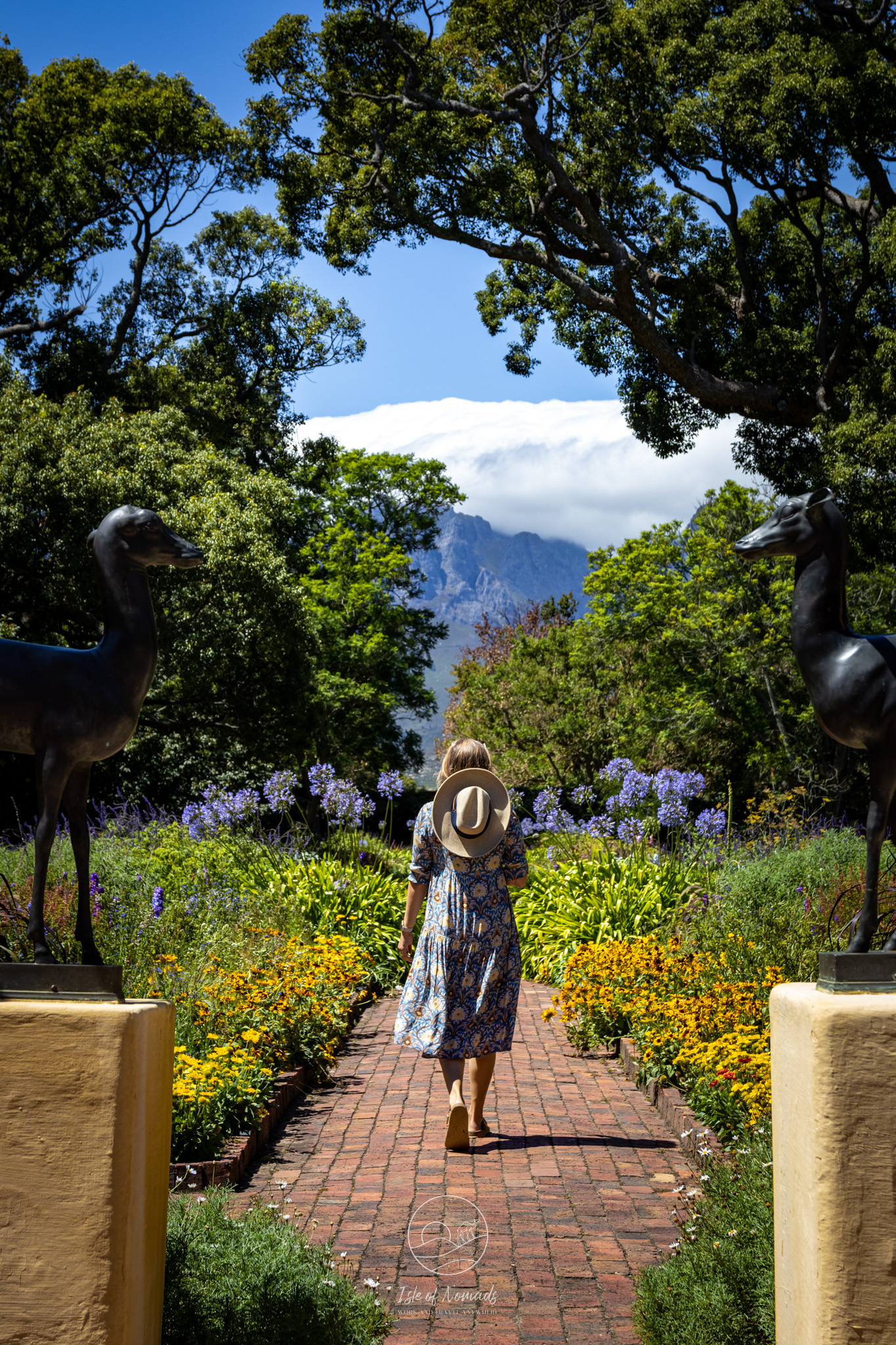 Casually strolling through a Wine Estates beautiful garden